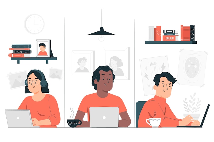 Free Vector telework concept illustration