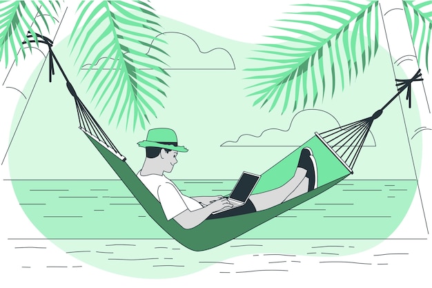 Free vector teleworking in a hammock illustration concept