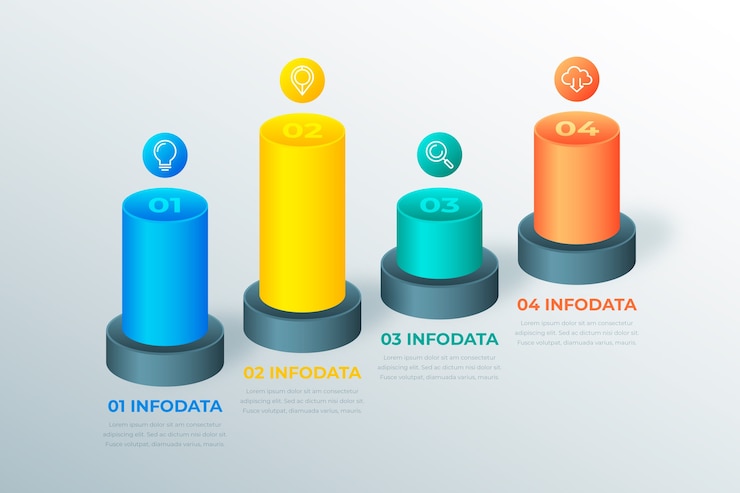 무료 Vector 템플릿 3d 막대 infographic