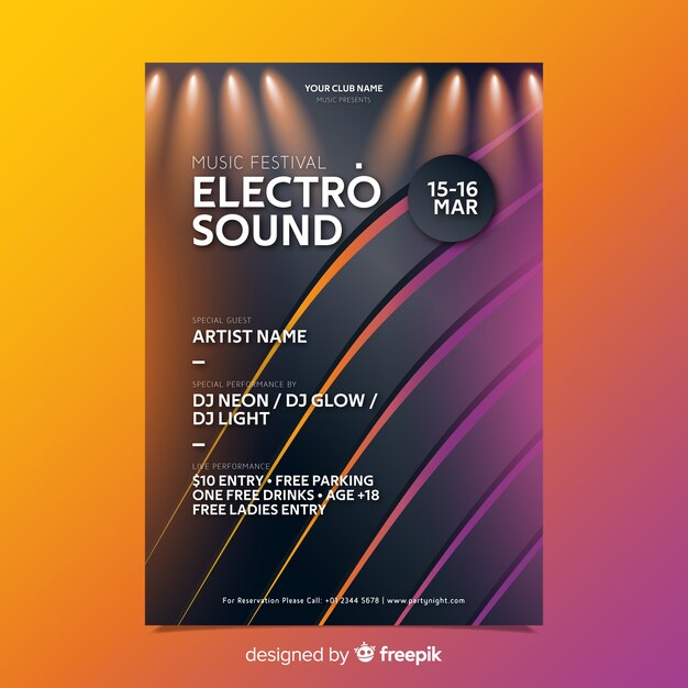 Template 3d effect abstract effect electronic music poster