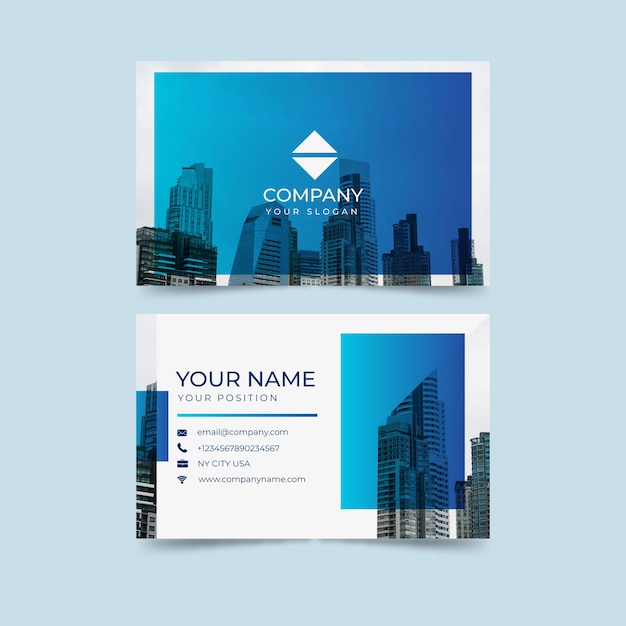 Free vector template abstract business card with image