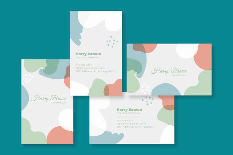 Free Vector template abstract business card with pastel-colored stains