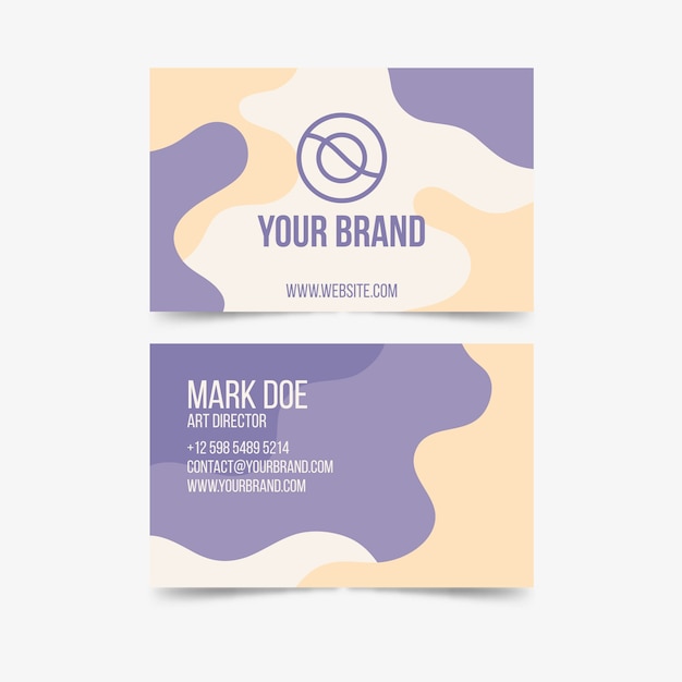 Template abstract business card with pastel-colored stains