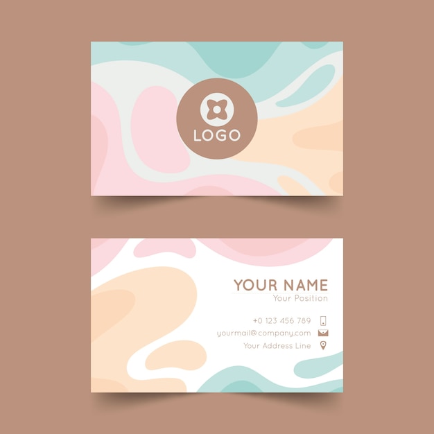 Template abstract business card with pastel-colored stains