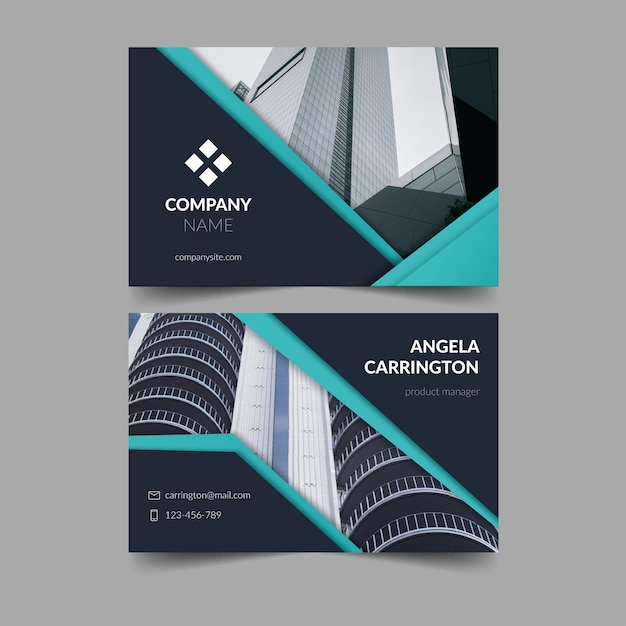 Free vector template abstract business card with photo