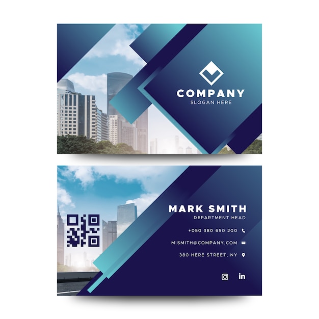 Free vector template abstract business card with photo