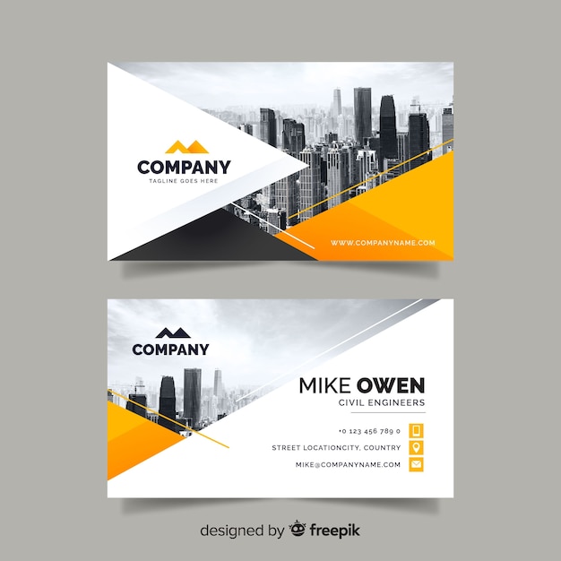 Free vector template abstract business card with photo