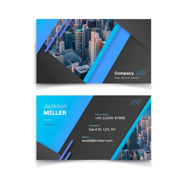 Template abstract business card with photo