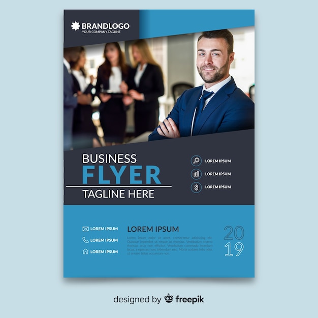 Template abstract business flyer with image