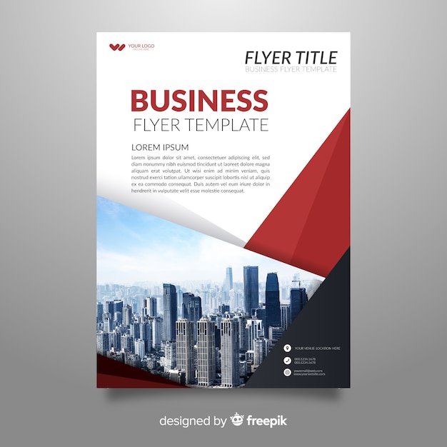 Free vector template abstract business flyer with photo