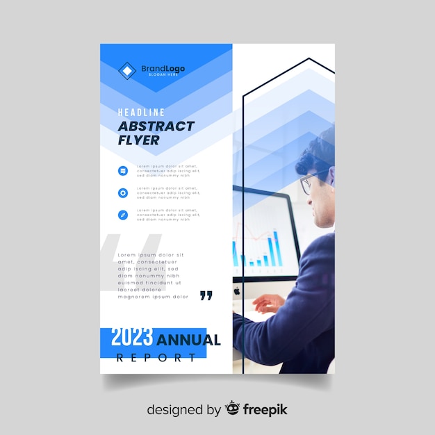 Template abstract business flyer with photo