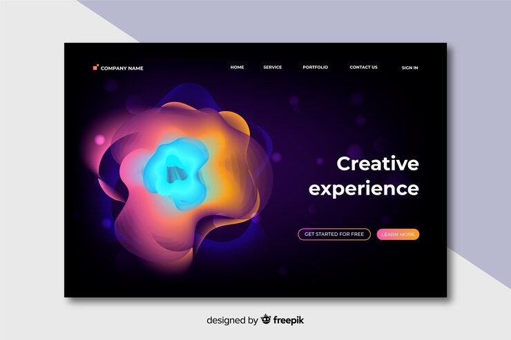 Free Vector template abstract colorful delusion landing page
