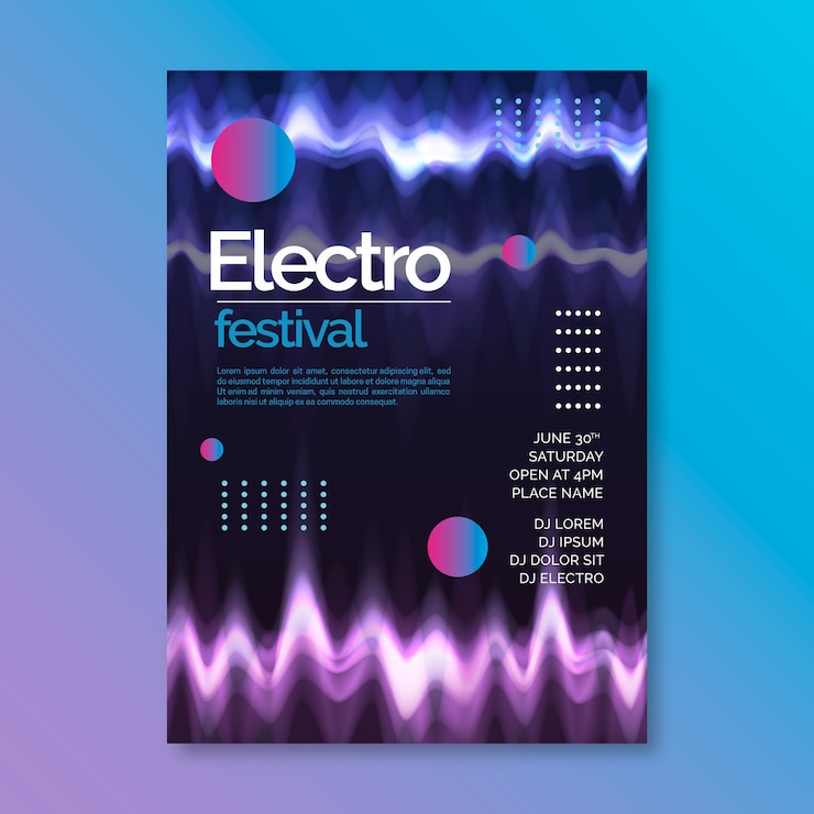 Free Vector template abstract wave music poster