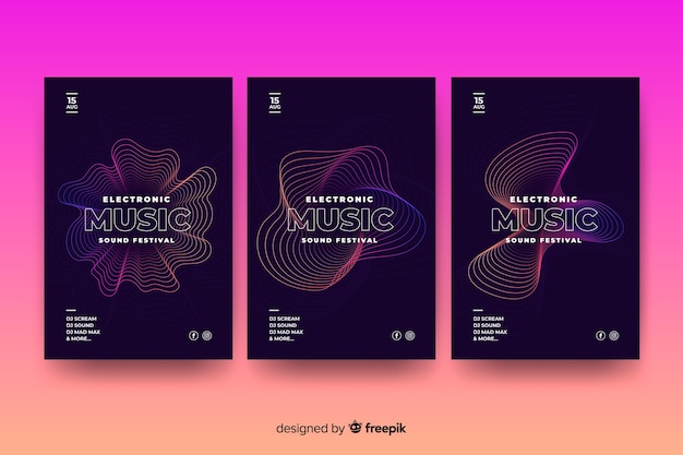 Free vector template abstract wave music poster