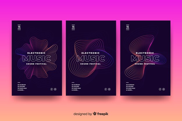 Template abstract wave music poster