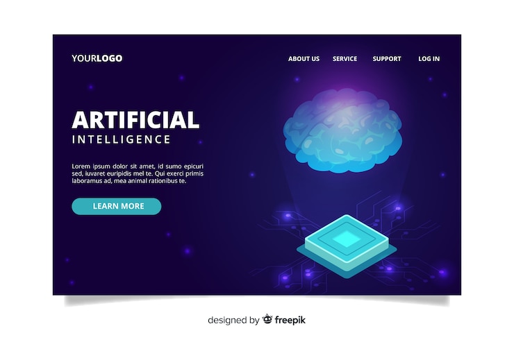 Free Vector template artificial intelligence landing page