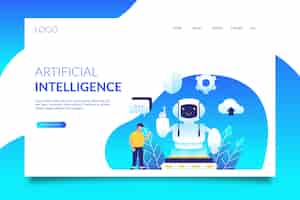 Free vector template artificial intelligence landing page