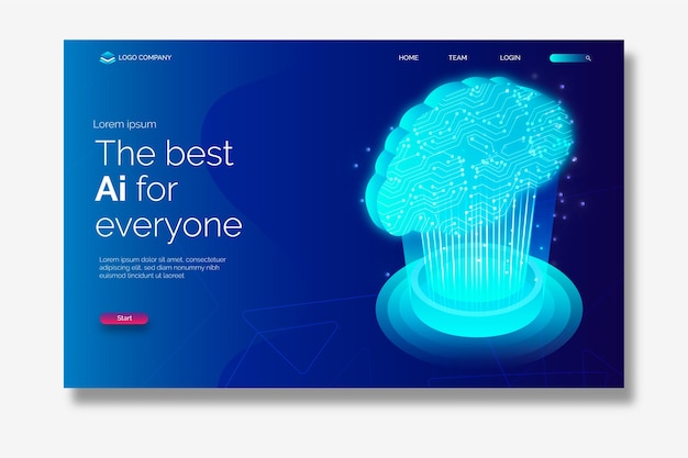 Free vector template artificial intelligence landing page