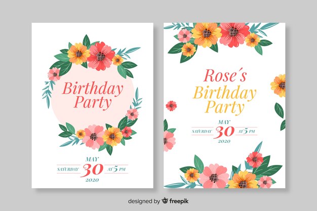 template birthday invitation floral