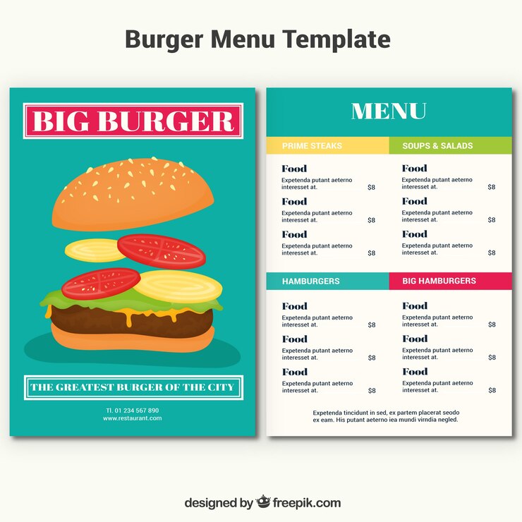 Free Vector template burger menu