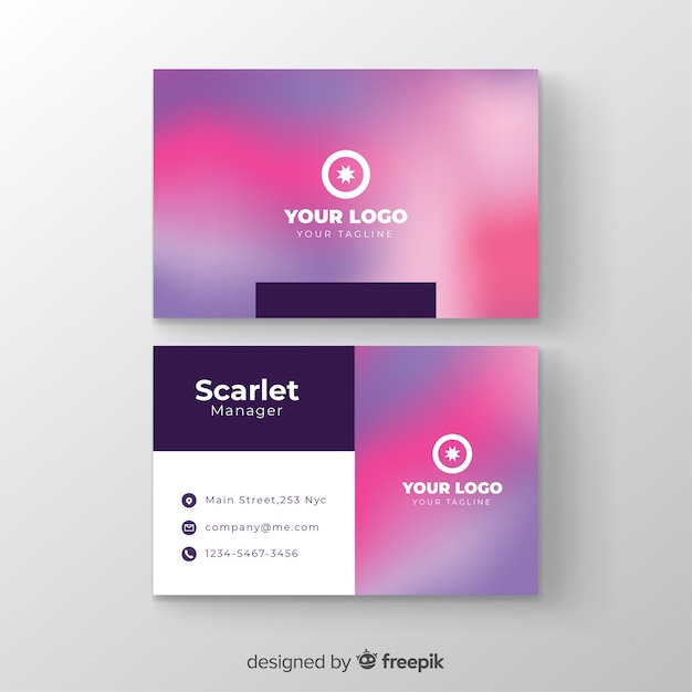 Template business card with gradient