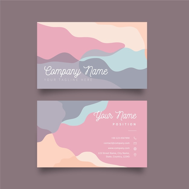 Free vector template business card with pastel-colored stains