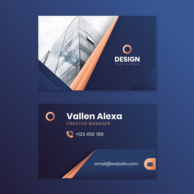 Template for business card with photo