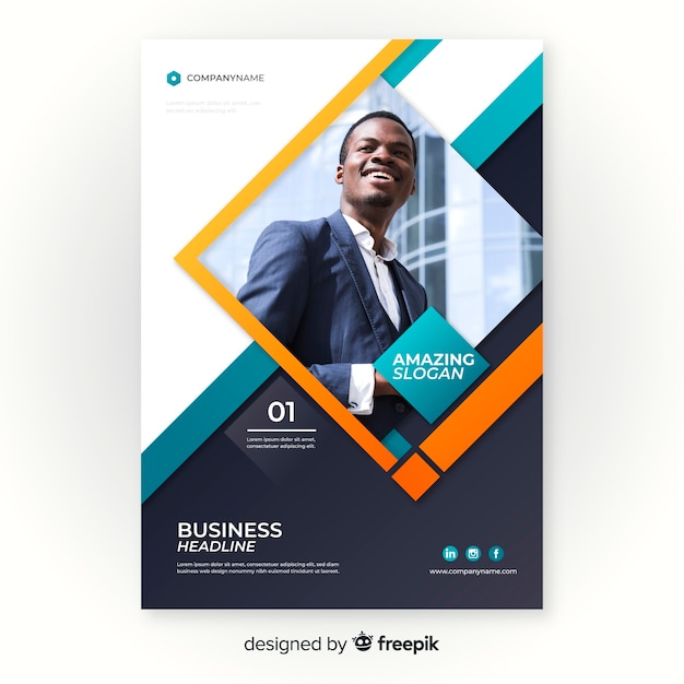 Template business flyer with photo