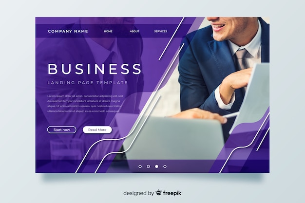 Template business landing page with image