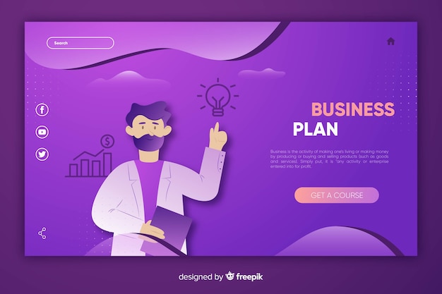 Free vector template business landing page