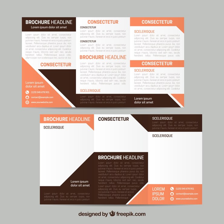 Free Vector template of business leaflet with geometric shapes