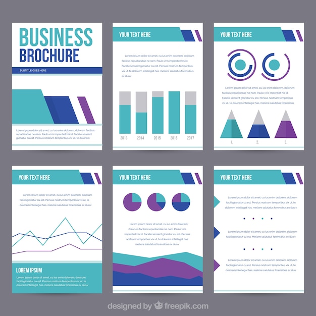 Free vector template of business leaflet with graphs