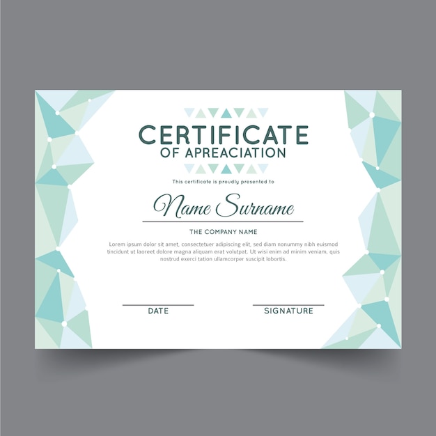 Free vector template certificate abstract geometric