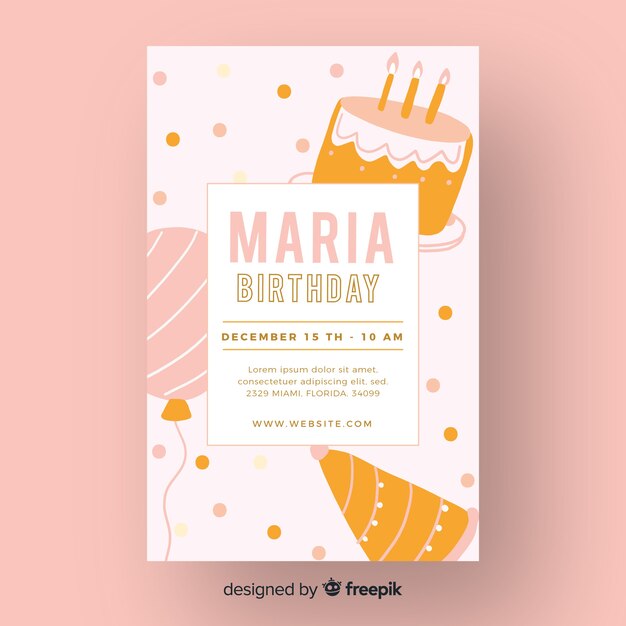 Template children birthday invitation