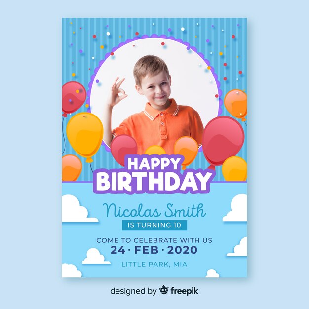 Template children birthday invitation