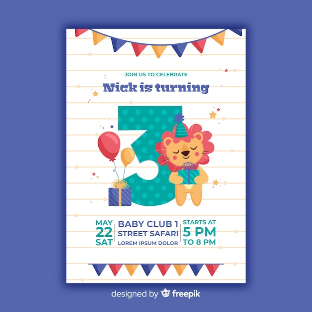 Template children birthday invitation