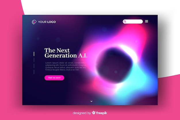 Free vector template colorful abstract delusion landing page