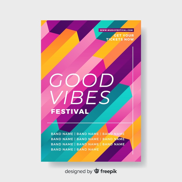 Free vector template colorful geometric music poster