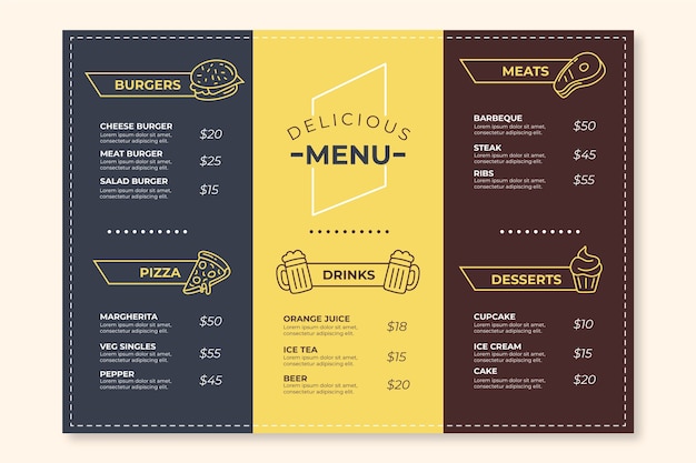 Template colorful restaurant menu