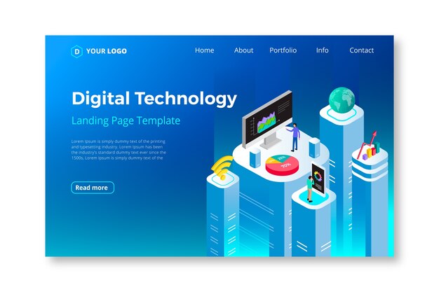 Template concept technology landing page