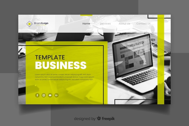 Template corporate landing page with photo