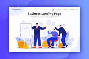 無料ベクター ビジネスのランディングページのテンプレートデザイン