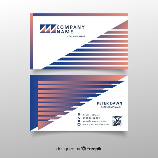 Template duotone gradient models business card