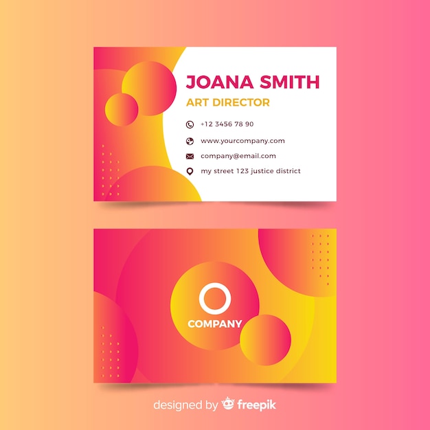 Free vector template duotone gradient shapes business card