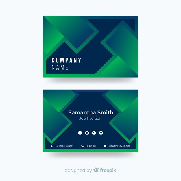 Template duotone gradient shapes business card