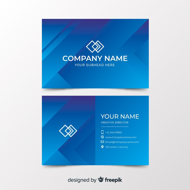 Template duotone gradient shapes business card