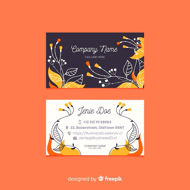 Free vector template elegant floral business card