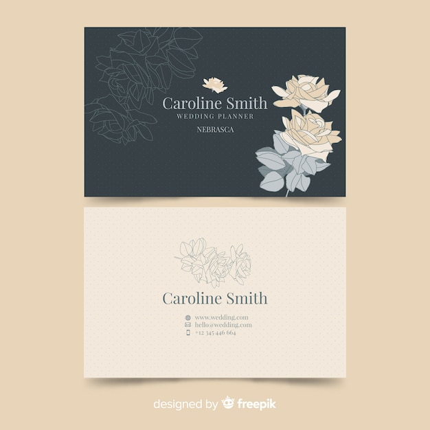 Бесплатное векторное изображение Шаблон элегантной цветочной визитки