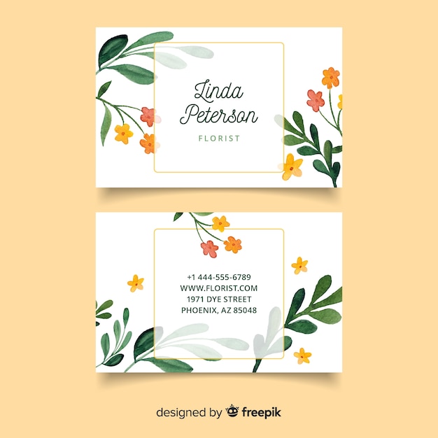 Free vector template elegant floral business card