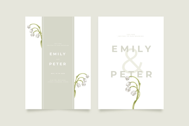 Template elegant minimalistic floral wedding invitation